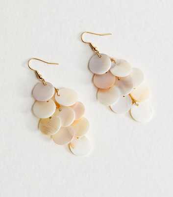 Off White Shell Disk Drop Earrings