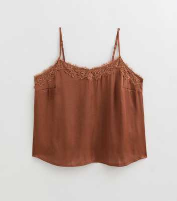 Curves Brown Lace V Neck Cami Top