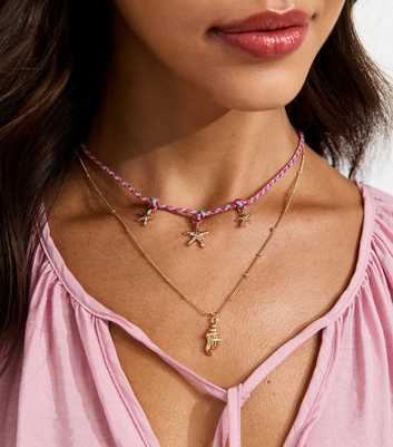 Light Pink 2 Layer Shell Charm Necklace