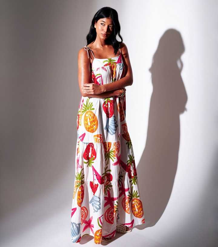 South Beach Multicoloured Fruit Print Strappy Maxi Dress | New Look