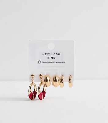 Pack Of 3 Gold Tone Chunky Curve Hoop Earrings