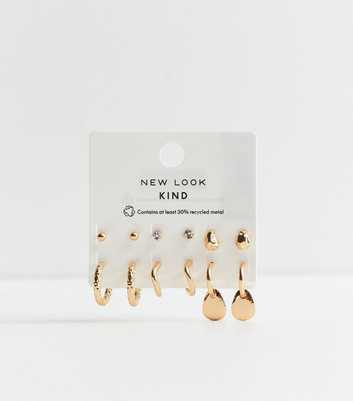 Pack of 6 Gold Tone Stud and Hoop Earrings