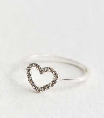 Silver Tone Diamant?� Heart Ring
