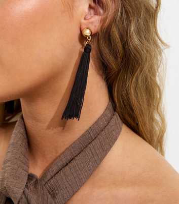 Dark Brown Tassle Drop Earrings