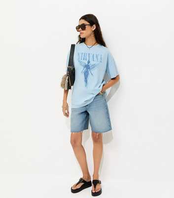 Light Blue Cotton Nirvana Angel Oversized T-Shirt