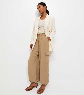 Camel Cargo Style Cuffed Trousers