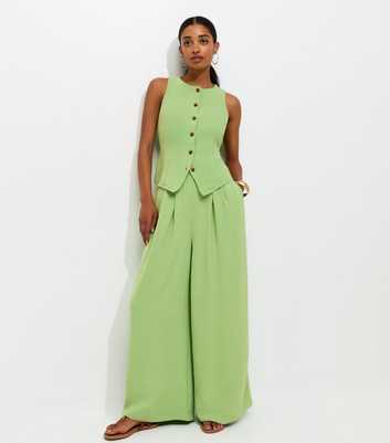 Bright Green Tailored Wide Leg Trousers