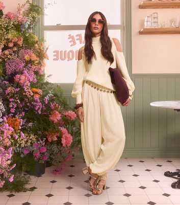Stone Crinkle Texture Cuffed Trousers
