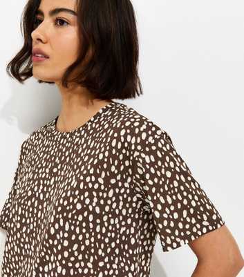 Brown Abstract Spot Print Easy T-Shirt