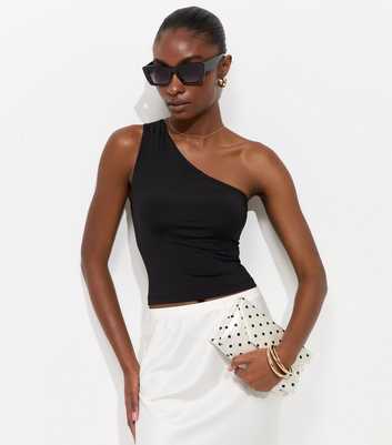 Black Slinky One Shoulder Top