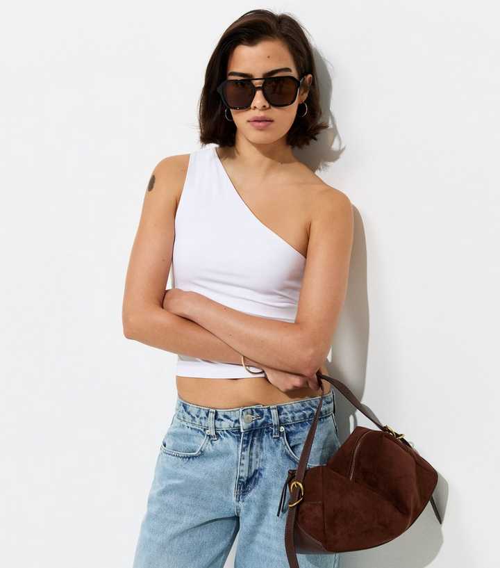 White Slinky One Shoulder Top