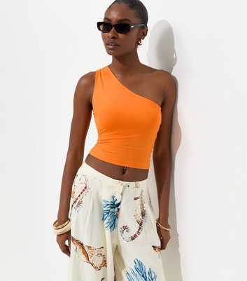 Bright Orange Slinky One Shoulder Top