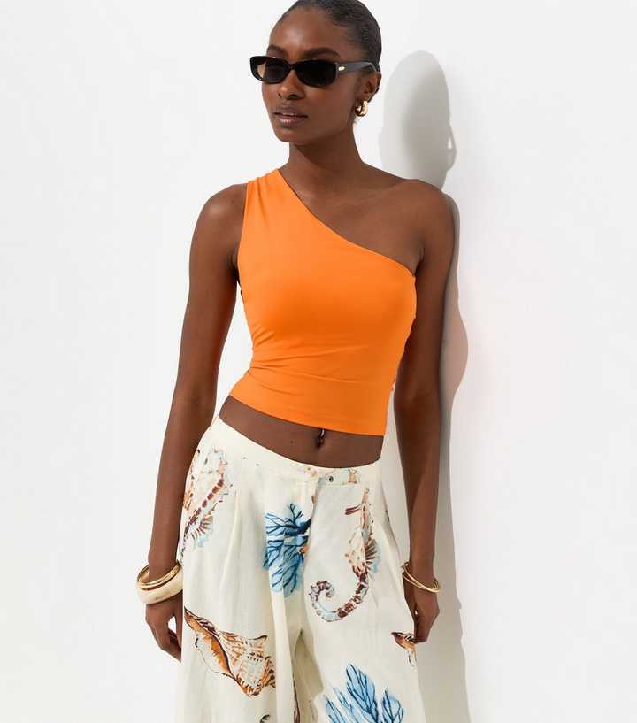 Bright Orange Slinky One Shoulder Top