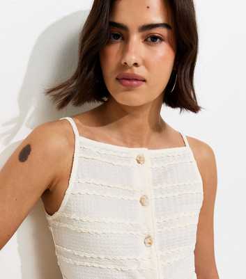 Off White Textured Button Front Waistcoat