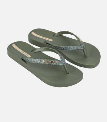 Ipanema Khaki Glittery Strap Flip Flop