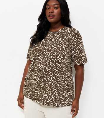 Curves Brown Leopard Print T-Shirt