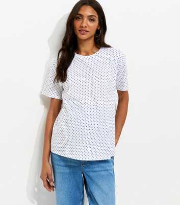 Maternity White Cotton Polka Dot T-Shirt