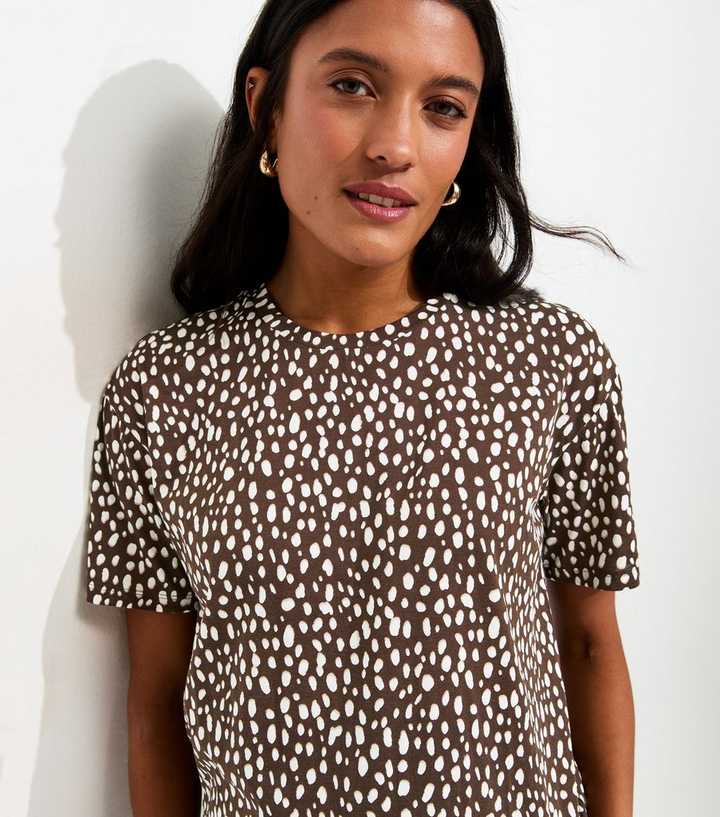 Maternity Brown Cotton Speckled Pattern Top