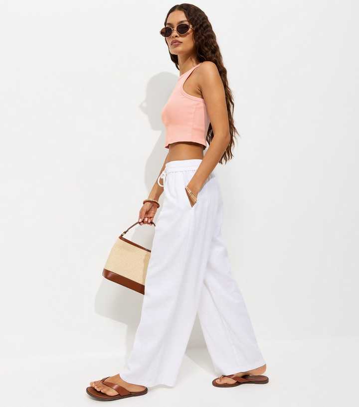 Petite Light Pink Cotton Rich Cropped Racer Vest Top