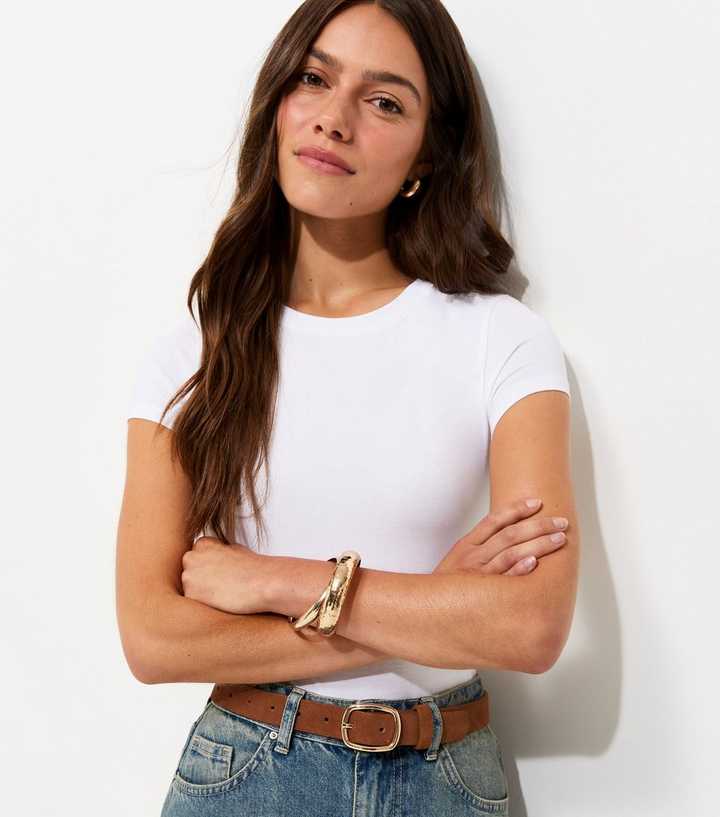 Petite White Cotton Rich Crew Neck Bodysuit