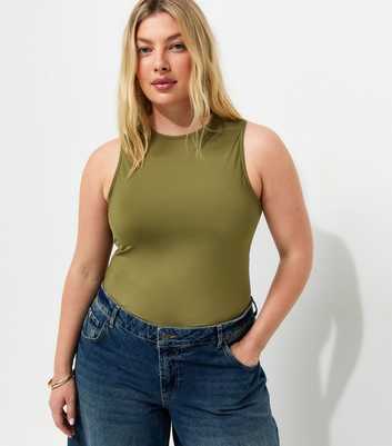Curves Dark Khaki Racerback Bodysuit