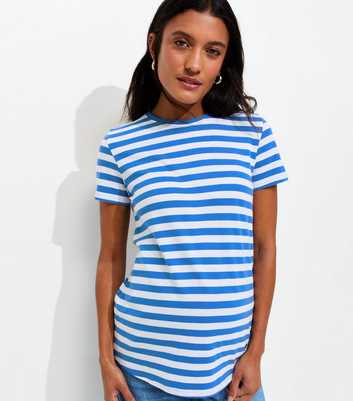 Maternity Blue Stripe Relaxed T-Shirt