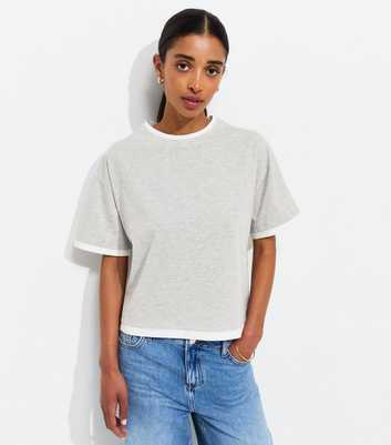 Grey Marl 2-in-1 Short Sleeve Boxy T-Shirt