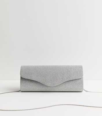 Silver Sparkly Barrel Clutch Bag