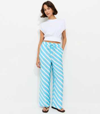 Blue Painted Goya Wide Leg Trousers