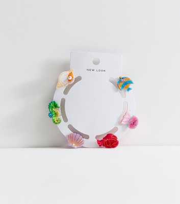 Pack of 6 Multi Colour Sea Life Mini Hair Clips