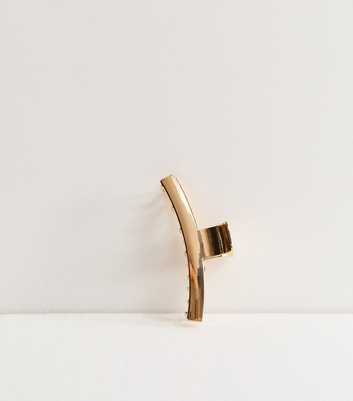 Gold Tone Long Curved Hair Claw Clip