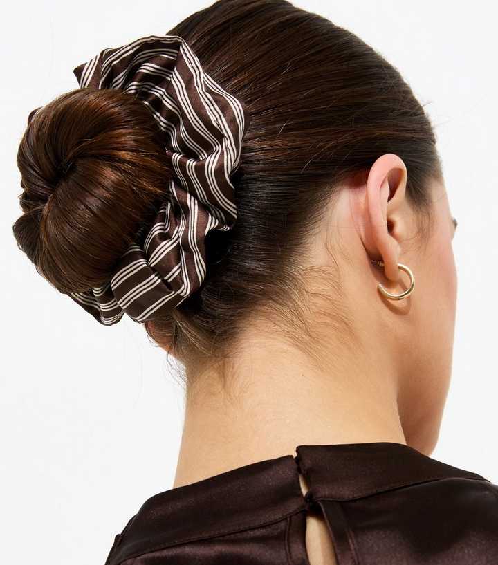 Brown Striped Scrunchie