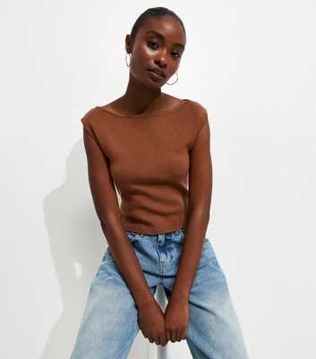 Tan Slash Neck Vest Top