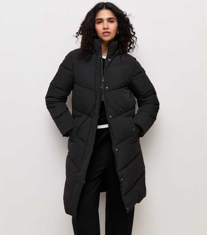 Black Longline Puffer Jacket