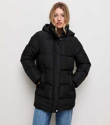 Black Padded Mid Length Jacket
