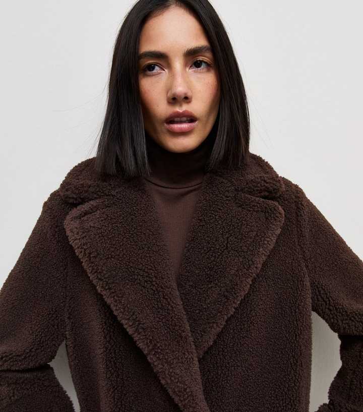 Dark Brown Collared Borg Midi Coat