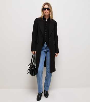 Black One Button Single Breasted Coat