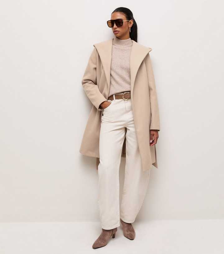 Oatmeal Wrap Hooded Coat
