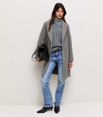 Dark Grey Open Front Longline Formal Coat