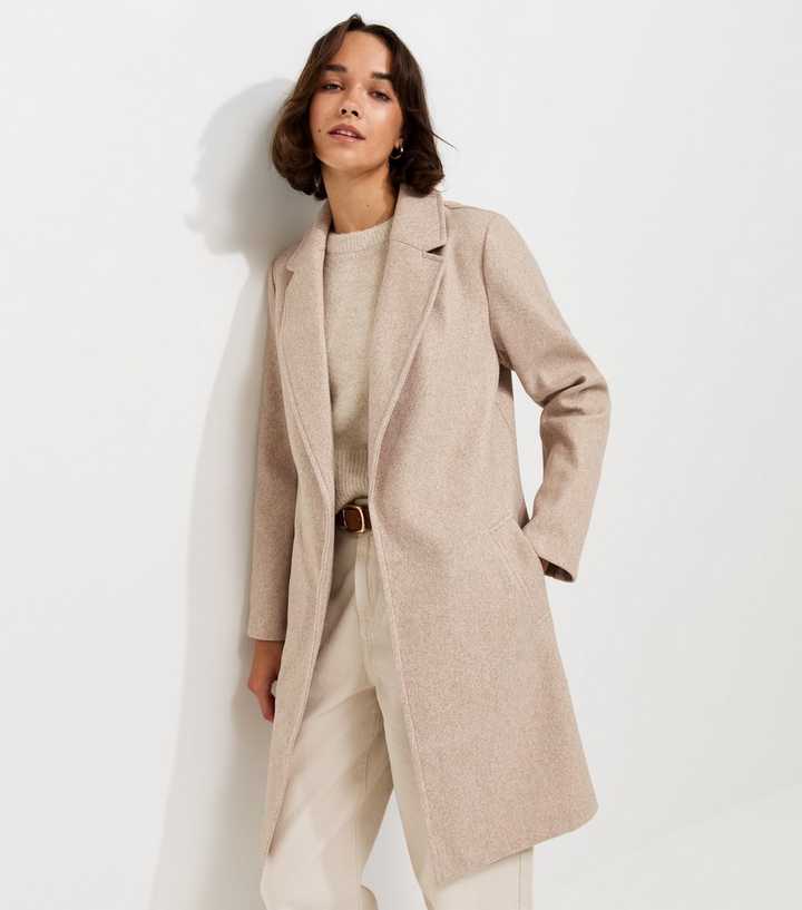 Oatmeal Open Front Longline Formal Coat