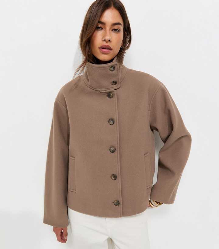 Mink Woven Funnel Neck Jacket