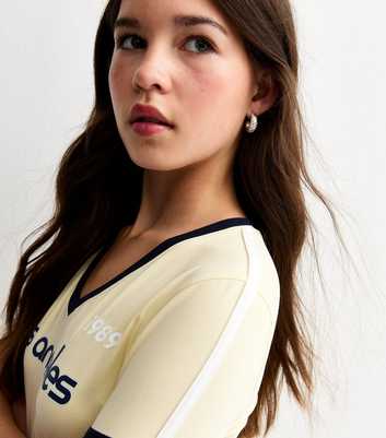 Girls Light Yellow Los Angeles Fitted Football Top