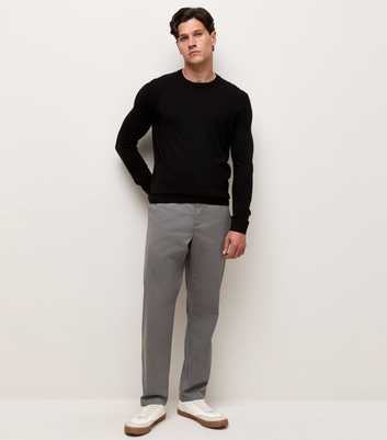 Light Grey Cotton Rich Regular Fit Straight Leg Chino Trousers