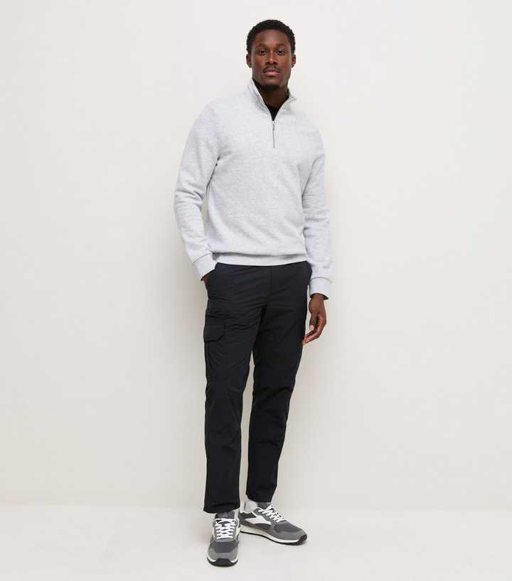 Black Cotton Slim Fit Tapered Leg Cargo Trousers
