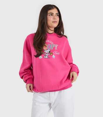 Skinnydip Pink Embroidered Peanuts Snoopy Sweatshirt