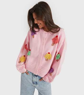 Skinnydip Light Pink 3D Ice Cream Pink Knit Cardigan