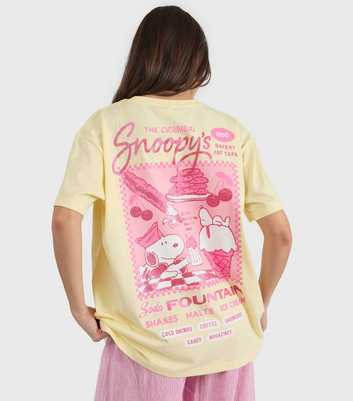 Skinnydip Yellow Cotton Peanuts Snoopy Cafe T-Shirt