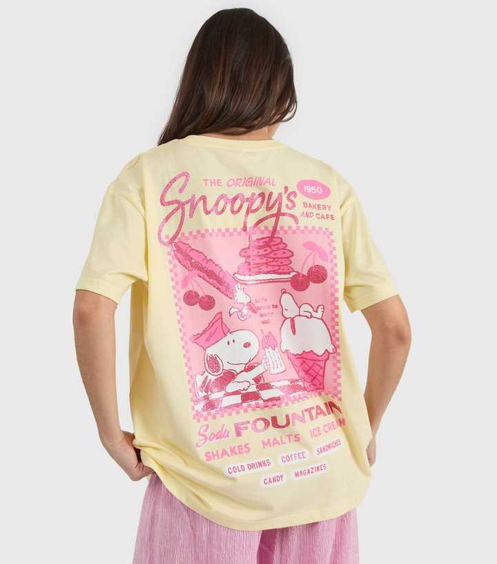 Skinnydip Yellow Cotton Peanuts Snoopy Cafe T-Shirt