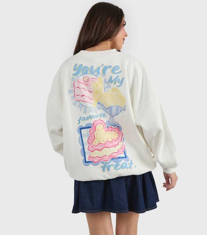 Skinnydip White Your'e My Favourite Treat Oversized Sweatshirt