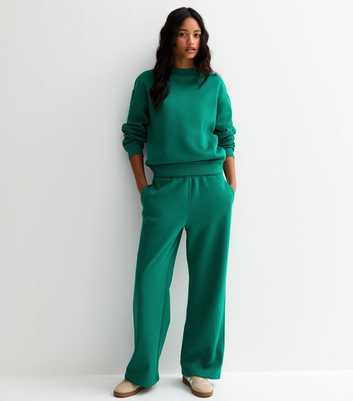 Green Wide Leg Relaxed Fit Joggers